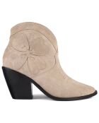 Swinging On A Star beige fluwelen leren laarzen - hak van 9 cm