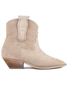 Boots en Velours de Cuir Texas beiges - Talon 4 cm