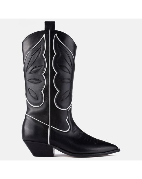 Santiags en Cuir Don't Stop Me Now noires - Talon 4 cm