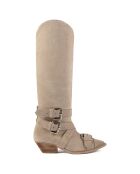 Freak Me Now beige fluwelen leren laarzen