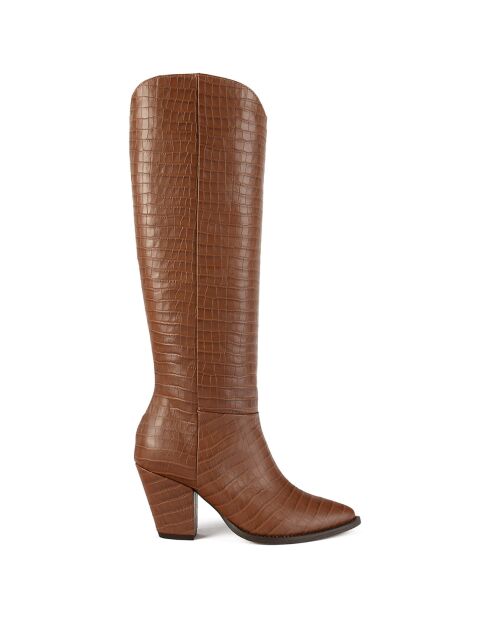 Bottes en Cuir Give Me The Night marron - Talon 8 cm