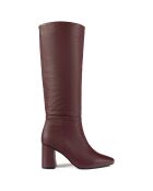 Miss Agent bordeauxrode leren laarzen met hak van 5 cm
