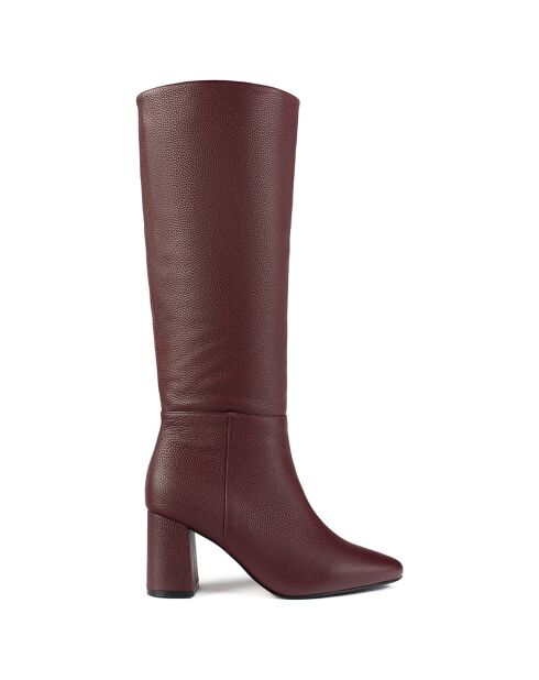 Miss Agent bordeauxrode leren laarzen met hak van 5 cm