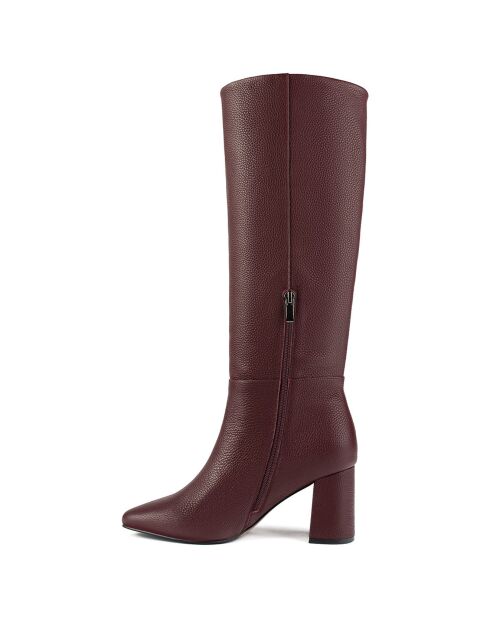 Miss Agent bordeauxrode leren laarzen met hak van 5 cm