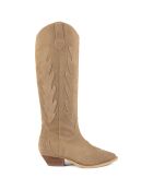 Route 66 beige fluwelen leren laarzen
