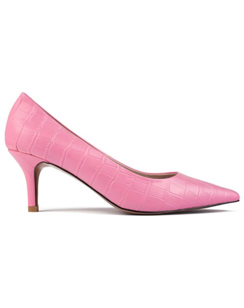 Décolleté rosa in pelle effetto finale - tacco 6 cm