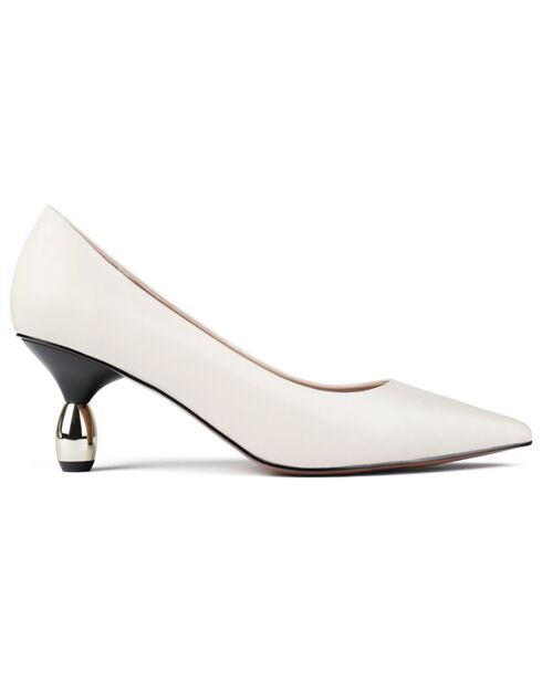 Italian Job witte leren pumps met hak van 6 cm