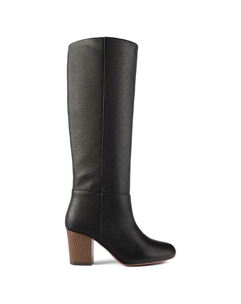 Miss Agent zwarte leren laarzen met hak van 8 cm
