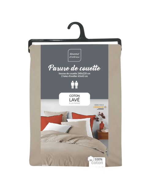 Parure housse de couette en coton lavé Linette lin