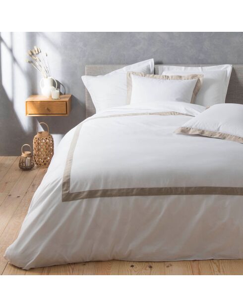 Parure housse de couette Lauraline blanc/beige