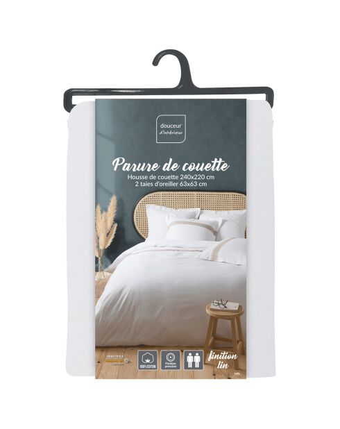 Parure housse de couette Laly blanc/beige