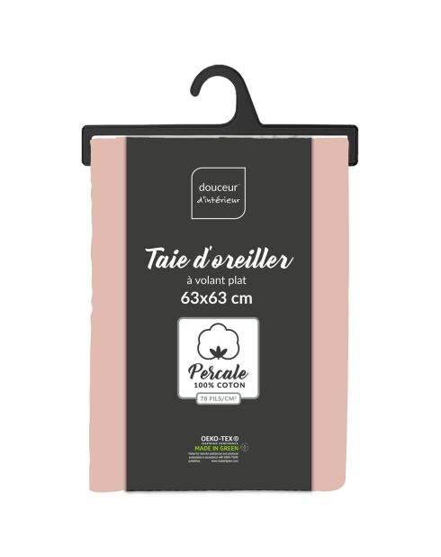 2 kussenslopen, platte ruche, 100% katoen, percaline nude