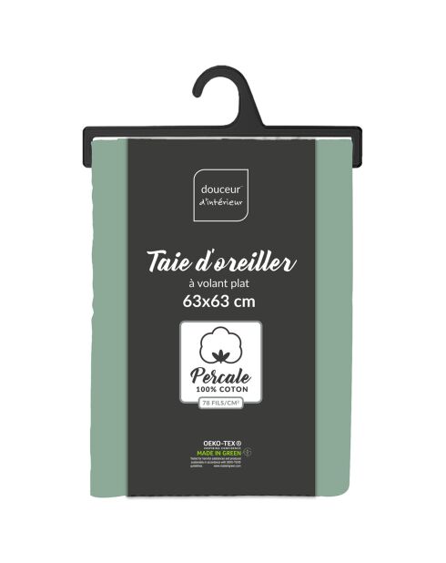 2 kussenslopen met platte ruches van 100% perkal katoen Percaline linde