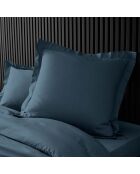 2 Taies d'oreiller volant plat 100% percale de coton Percaline bleu nuit