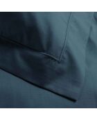 2 Taies d'oreiller volant plat 100% percale de coton Percaline bleu nuit