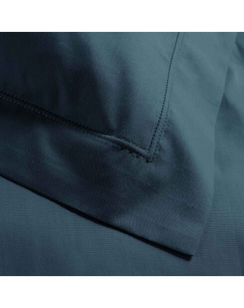 2 Taies d'oreiller volant plat 100% percale de coton Percaline bleu nuit