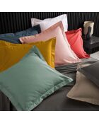 2 Taies d'oreiller volant plat 100% percale de coton Percaline acier