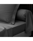 2 Taies d'oreiller volant plat 100% percale de coton Percaline acier