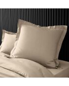 2 Taies d'oreiller volant plat 100% percale de coton Percaline sable