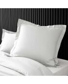 2 Taies d'oreiller volant plat 100% percale de coton Percaline blancs