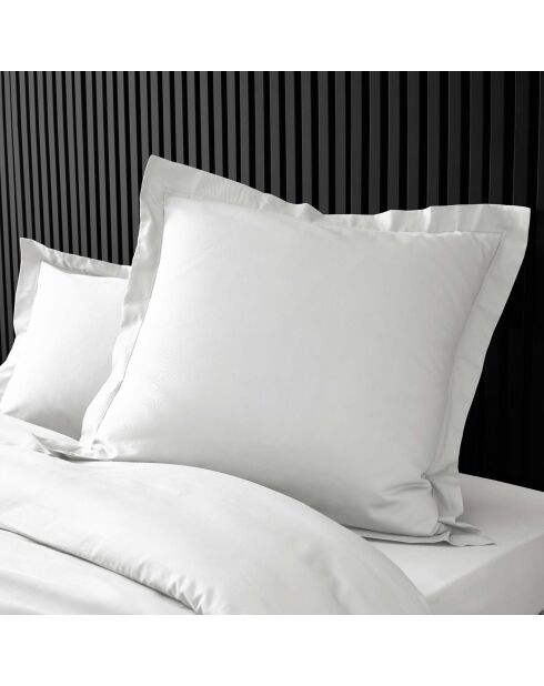 2 Taies d'oreiller volant plat 100% percale de coton Percaline blancs