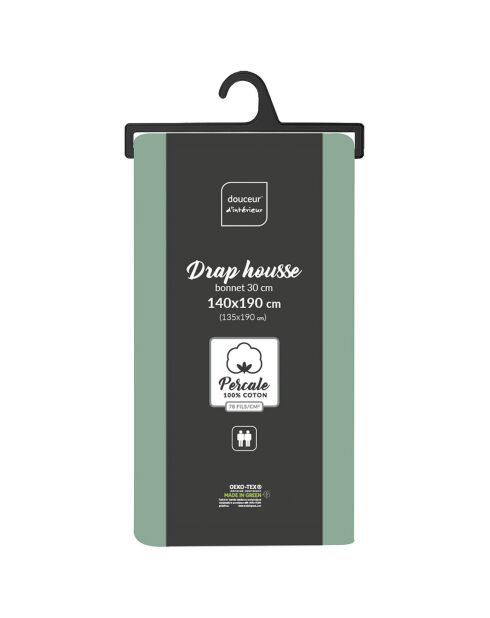 Drap housse 100%  percale de coton Percaline tilleul