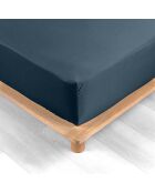 Drap housse 100%  percale de coton Percaline bleu nuit
