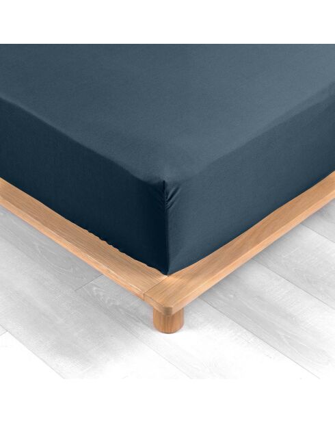 Drap housse 100%  percale de coton Percaline bleu nuit