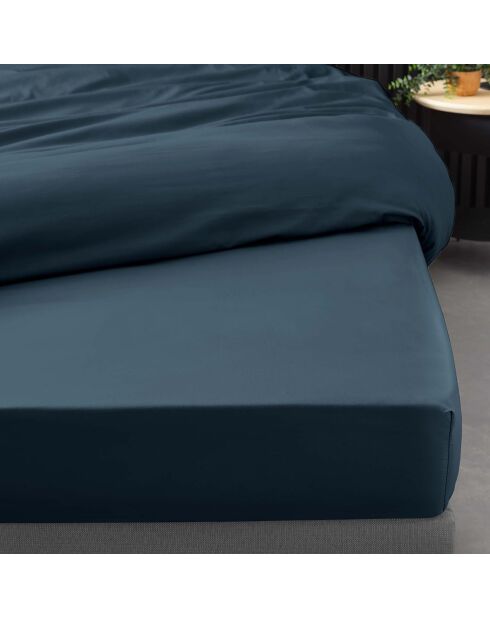 Drap housse 100%  percale de coton Percaline bleu nuit