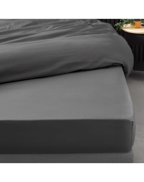 Drap housse 100%  percale de coton Percaline acier