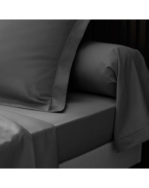 Drap housse 100%  percale de coton Percaline acier
