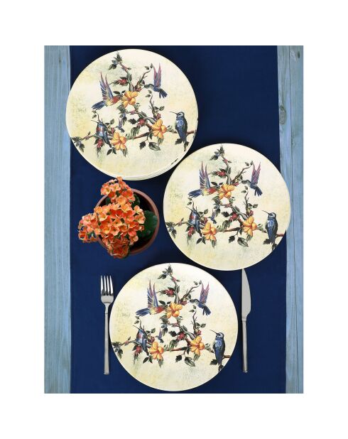 6 Assiettes plates multicolores - 26cm