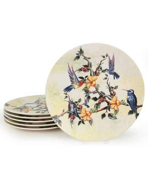 6 Assiettes plates multicolores - 26cm