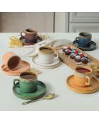 Service de tasses à thé et soucoupes  blanc/bleu/violet - 12 pièces