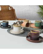 Service de tasses à thé et soucoupes  blanc/bleu/violet - 12 pièces