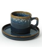 Service de tasses à thé et soucoupes  blanc/bleu/violet - 12 pièces