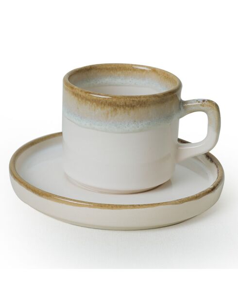 Service de tasses à thé et soucoupes  blanc/bleu/violet - 12 pièces