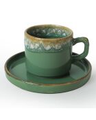 Service de tasses à thé et soucoupes  blanc/bleu/violet - 12 pièces