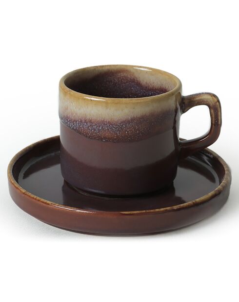 Service de tasses à thé et soucoupes  blanc/bleu/violet - 12 pièces