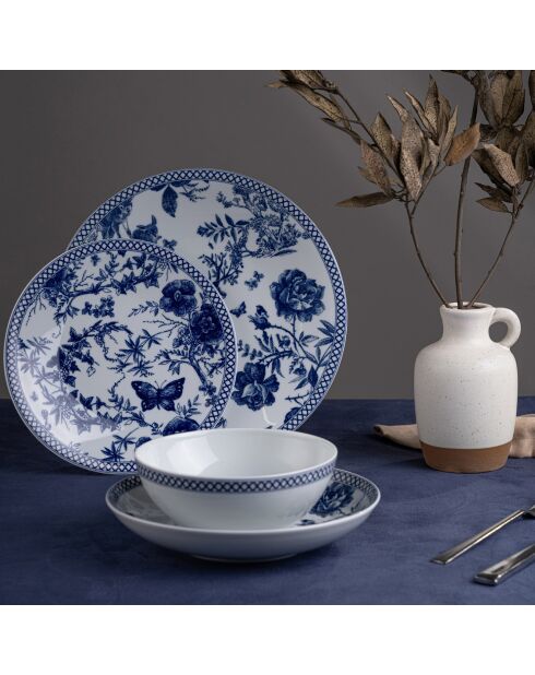 Service de table  en Porcelaine bleu/blanc - 24 pièces