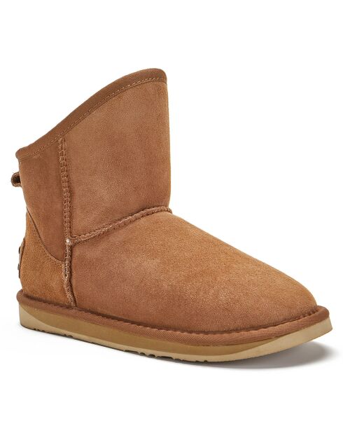 Bottines fourrées en Velours de Cuir Cosy marron