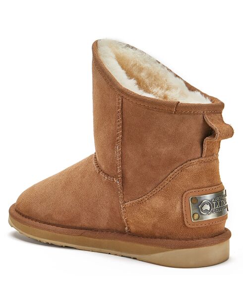 Bottines fourrées en Velours de Cuir Cosy marron