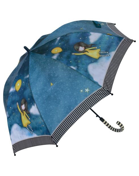 Paraguas automático largo con bordes rayados Fly away with me multicolor