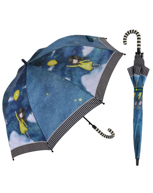 Paraguas automático largo con bordes rayados Fly away with me multicolor