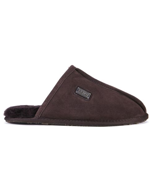 Chaussons fourrés en Velours de Cuir Gaspard marron