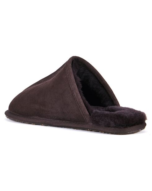Chaussons fourrés en Velours de Cuir Gaspard marron