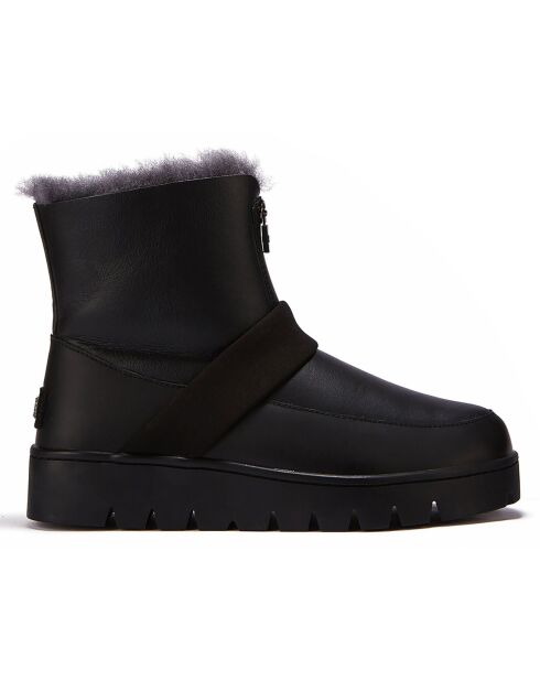Boots fourrées en Velours de Cuir Cosy noires
