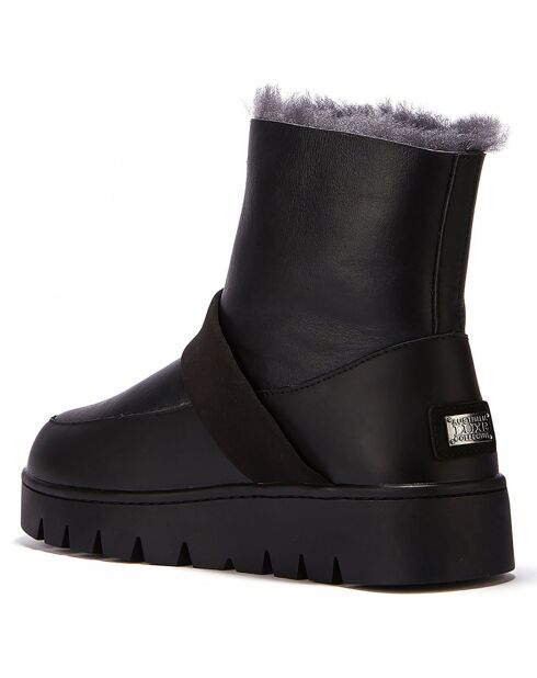 Boots fourrées en Velours de Cuir Cosy noires
