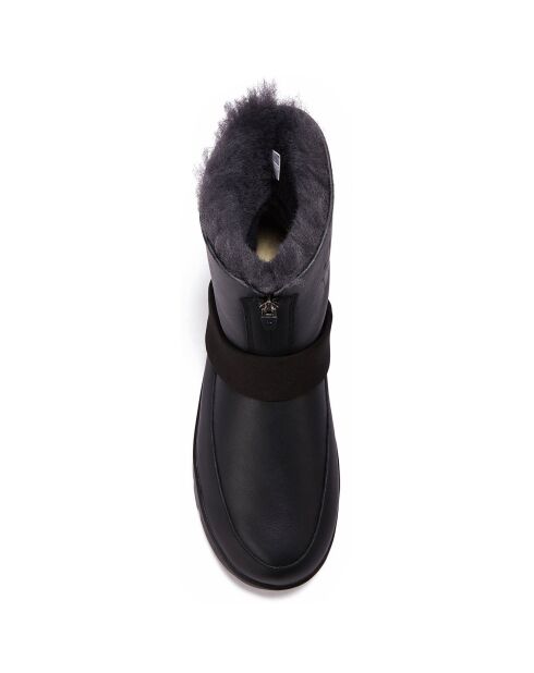 Boots fourrées en Velours de Cuir Cosy noires