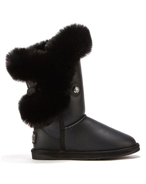 Boots fourrées en Velours de Cuir Short noires